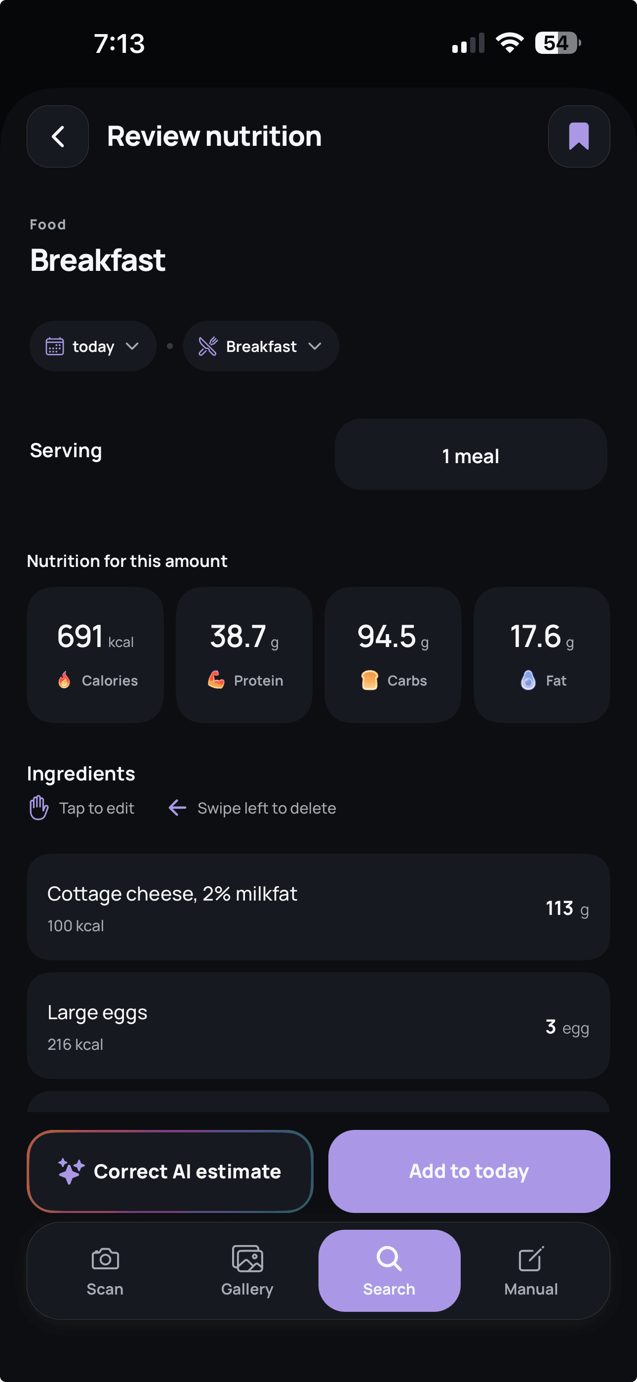 Makro review nutrition screen